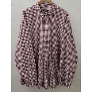 Polo Ralph Lauren Shirt Men's 4XB Red Gingham Check Long Sleeve Flesh Pony EUC